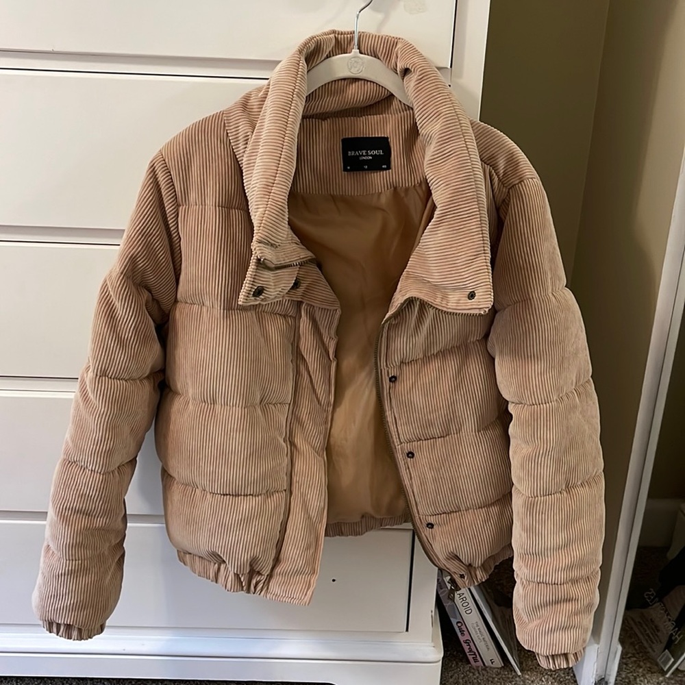 Blank NYC Beige Corduroy Puffer Jacket